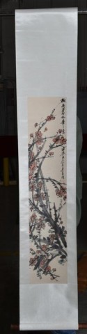 Chinese Silk Scroll Painting signed 1737ae