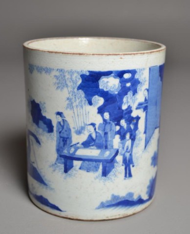 Chinese Blue & White Brush Pot with