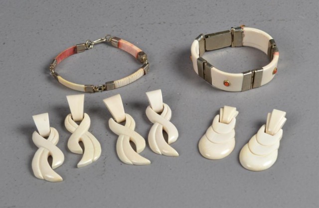 (3)Pr. Ivory Earrings & (2)Ivory BraceletsFinely