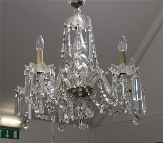 A cut glass five branch chandelier 173854