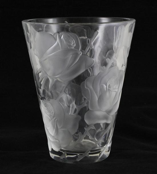 A Lalique rose pattern conical