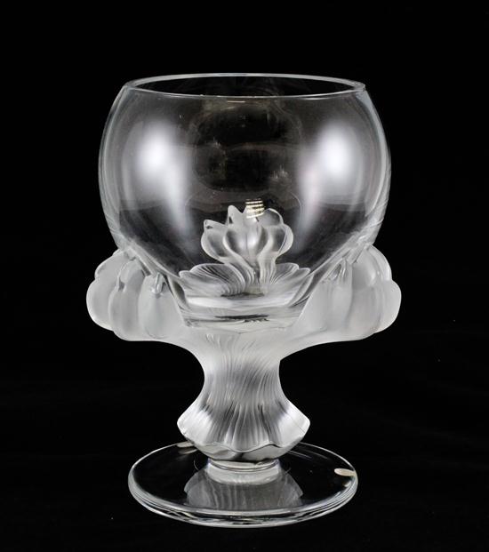 A Lalique goblet shaped vase post-war