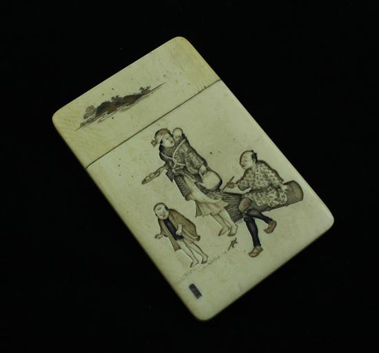 A Meiji period Shibayama card case