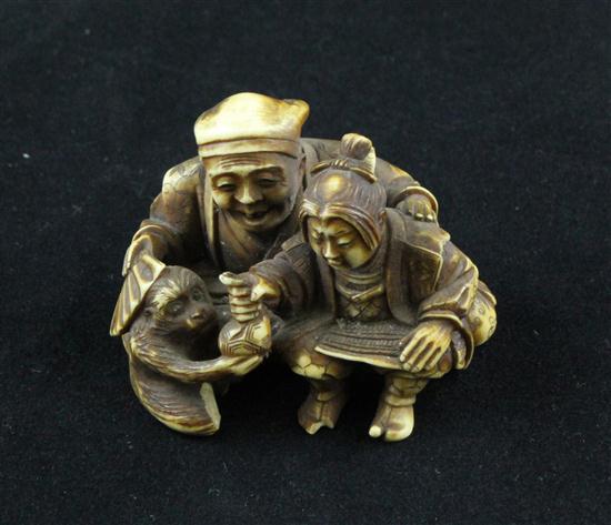 A Meiji period ivory netsuke carved