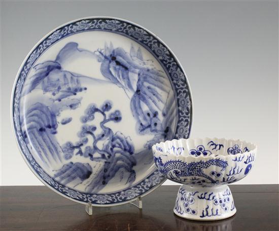 A Chinese blue and white footed 173922