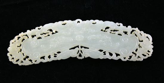 A Chinese pale celadon jade plaque