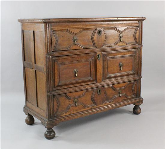 A Jacobean oak two section chest