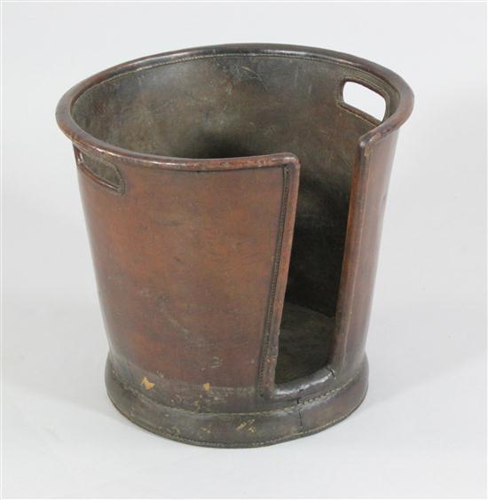 A George III leather plate bucket