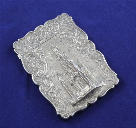 A Victorian silver castle top card case