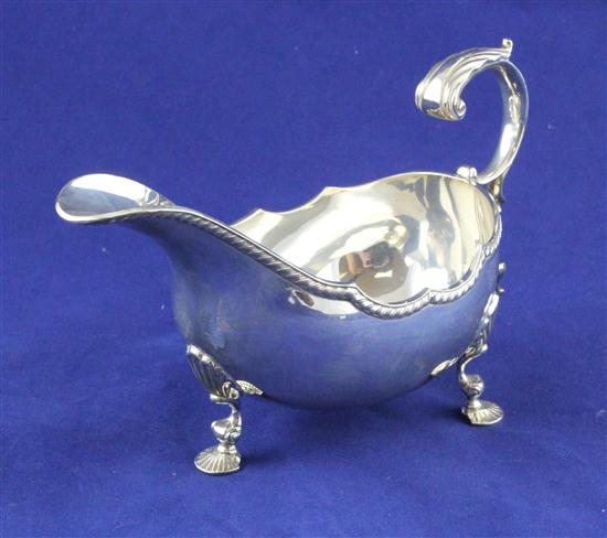 A modern silver sauceboat with