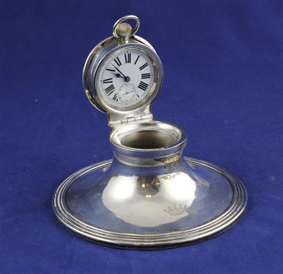 An Edwardian silver capstan inkwell watch 173a15