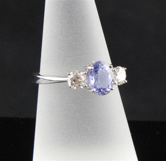 An 18ct white gold sapphire and