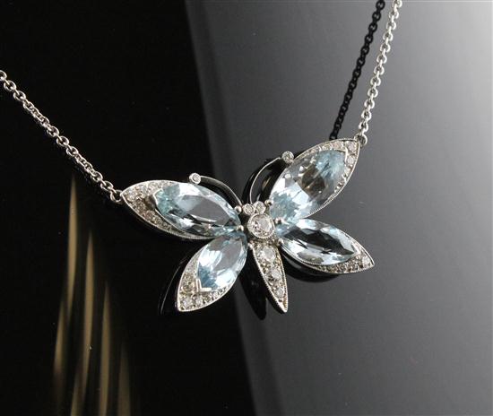 An aquamarine and diamond set platinum 173a97