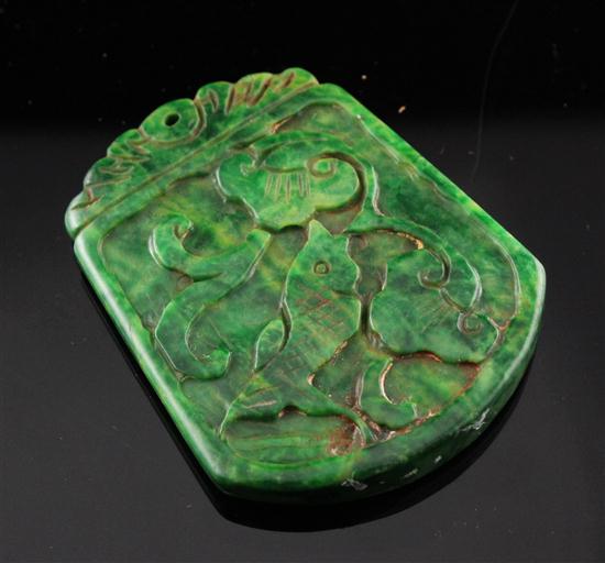 A Chinese jadeite pendant 2 25ins 173aa9
