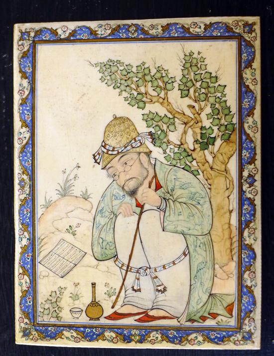 Persian School oil on ivory Seated