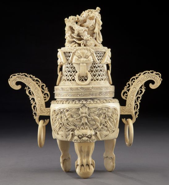 Chinese carved ivory censer International 173b91