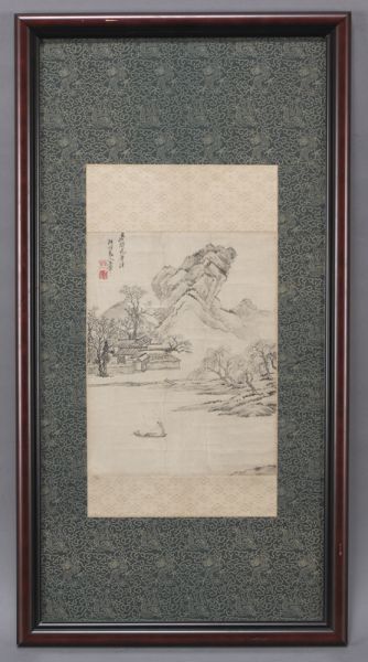 Chinese framed watercolor attr.