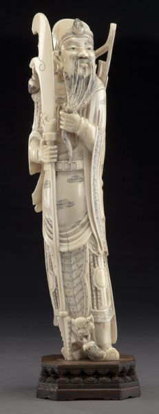 Chinese Qing carved ivory Guandi(International