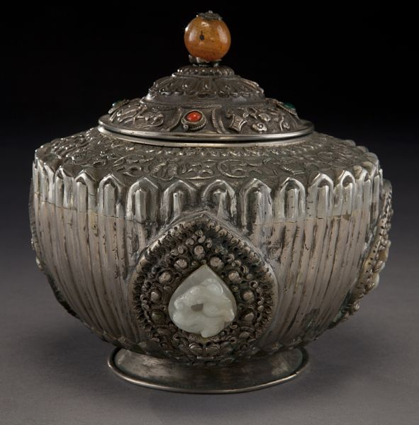 Chinese-Mongolian white jade inlaid