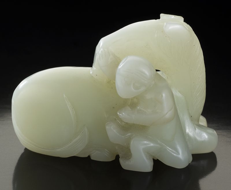 Chinese Qing carved jade figuredepicting 173bea