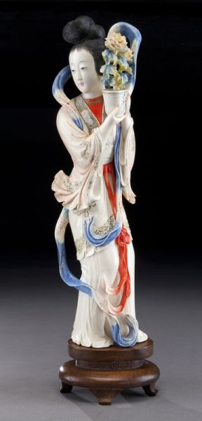 Chinese Qing polychrome ivory lady International 173beb