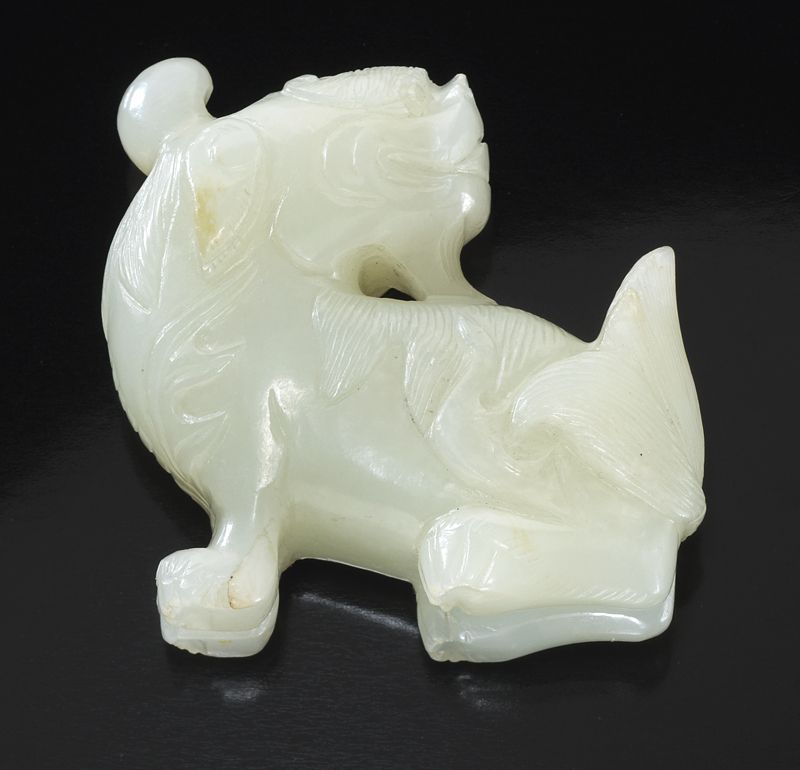 Chinese Qing carved white jade