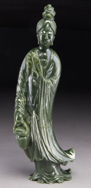 Chinese carved spinach jade Guanyinone 173c26