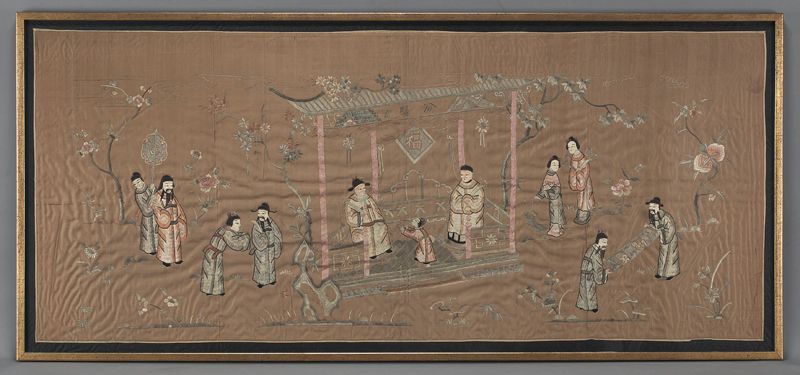 Large Chinese Qing framed embroidery 173c3f