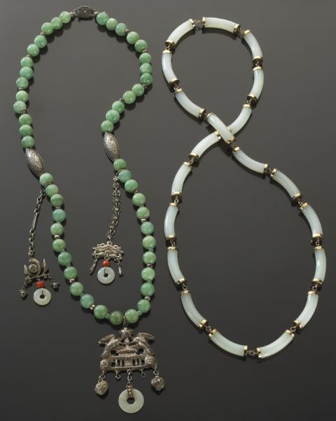  2 Chinese carved jade necklaces 1  173c41
