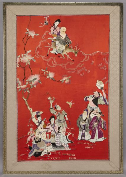Chinese Qing embroidered paneldepicting 173c48