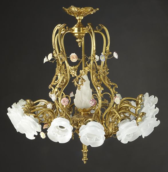 Louis XV style bronze and porcelain