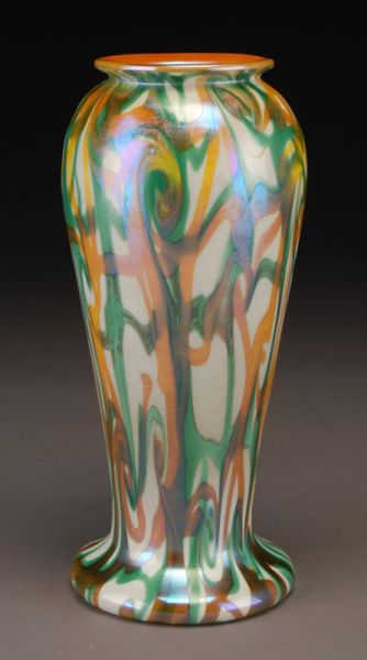Durand decorated glass vase cylindrical