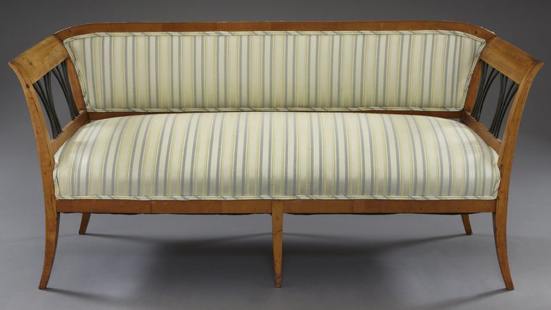 Biedemier fruitwood settee with 173ce3