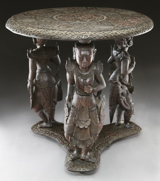Indo colonial carved round tablecentered 173d14