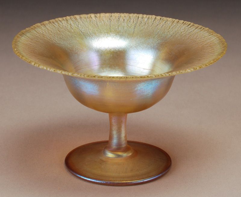 Tiffany gold Favrile glass compote a 173d16