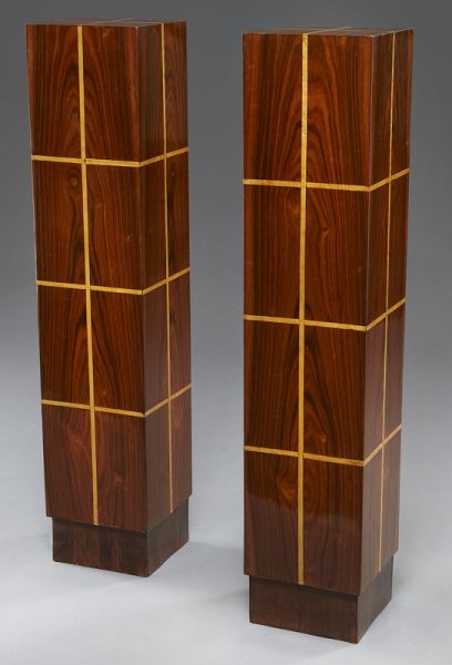 Pr. Art Deco style inlaid pedestalswith