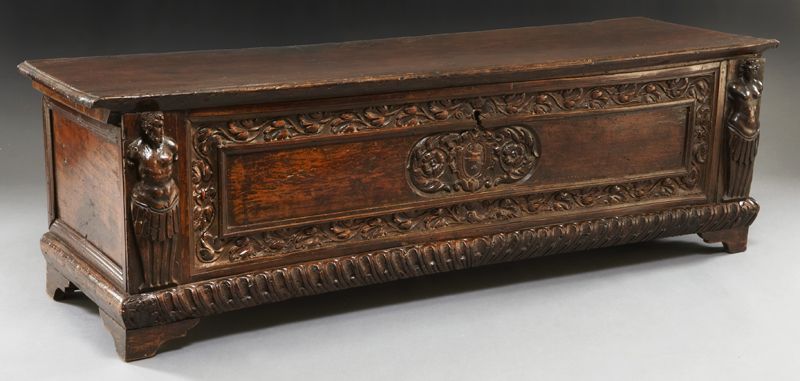 17th C Italian carved walnut cassoneof 173d50