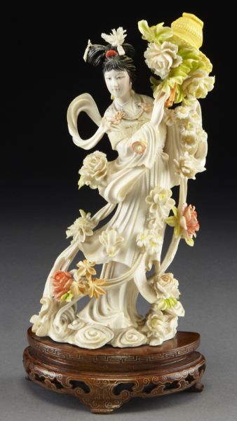 Chinese carved polychrome ivory