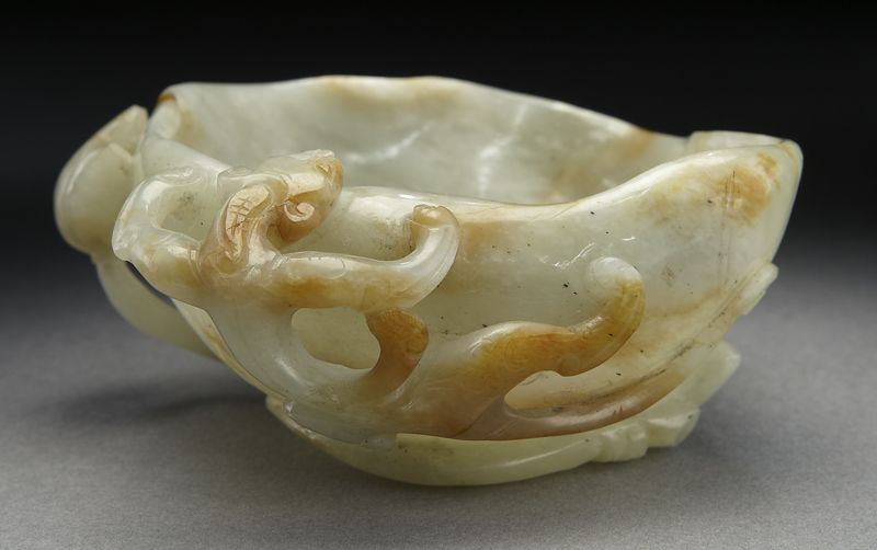 Chinese Ming carved jade cupdepicting