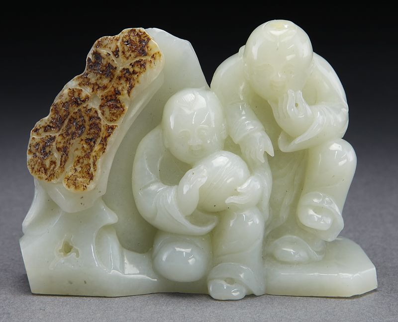 Chinese carved jade figure depicting