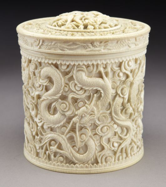 Chinese carved ivory tea caddy 173df2