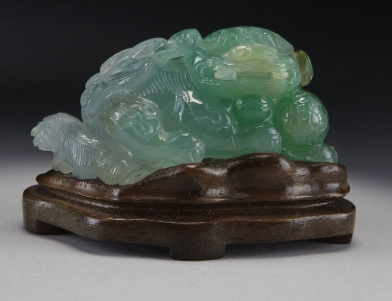 Chinese carved jadeite foo dog