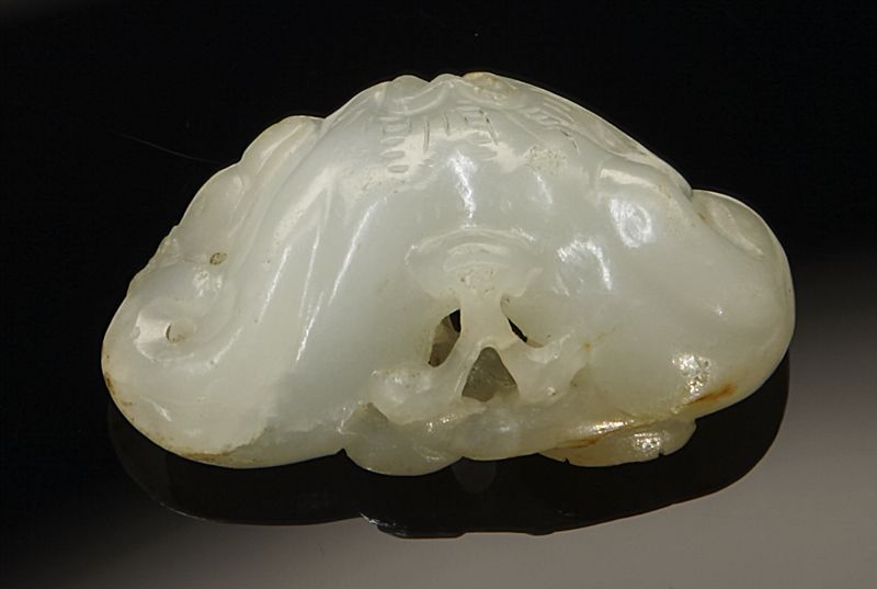 Chinese Qing carved white jade pendant