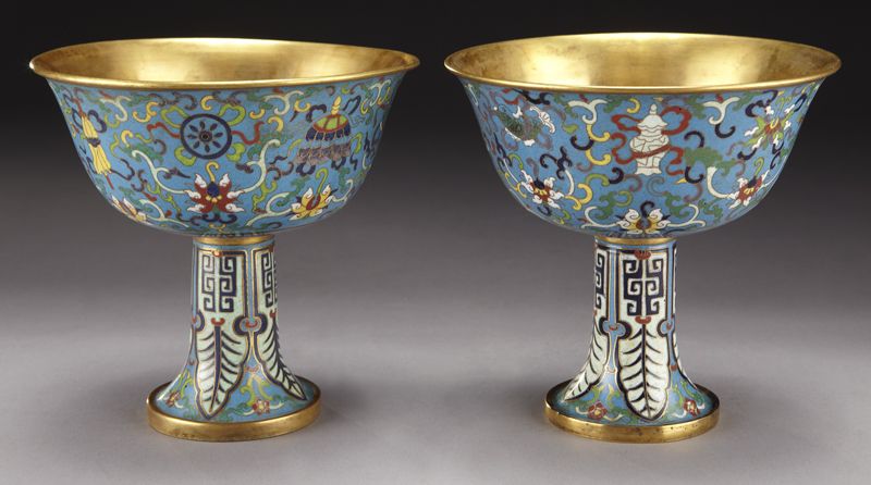 Pr. Chinese cloisonne chalices