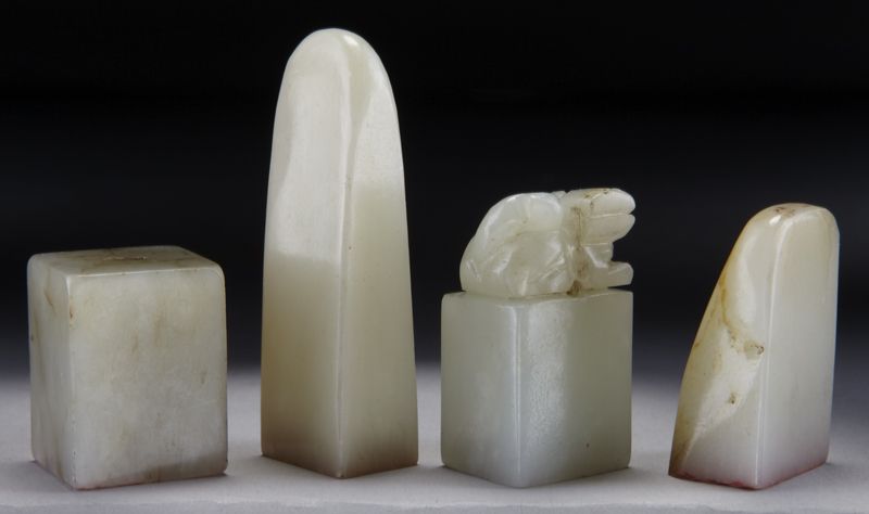 (4) Chinese Qing carved jade seals.Largest: