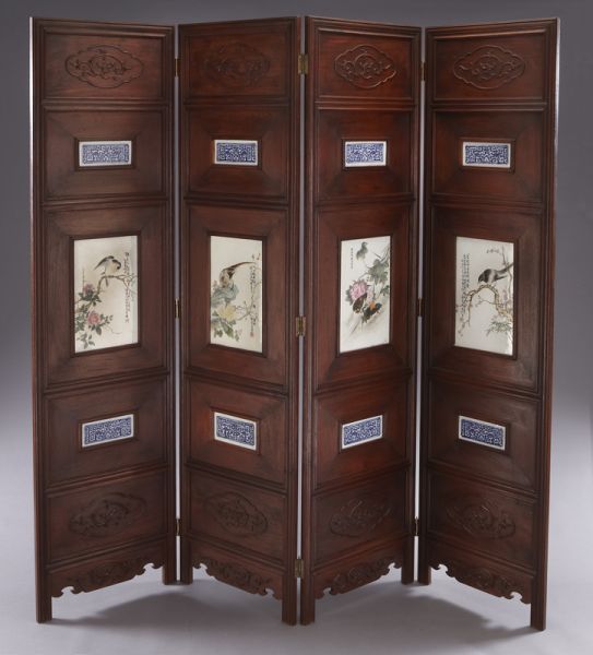 Chinese four panel porcelain inlaid 173e44