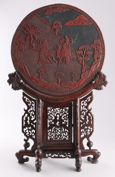 Chinese late Ming carved cinnabar