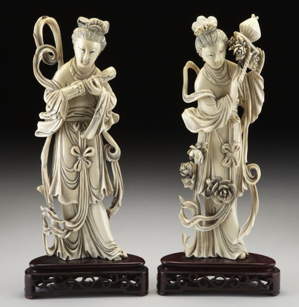 Pr. Chinese carved ivory ladies