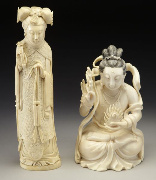  2 Chinese carved ivory figures International 173e96
