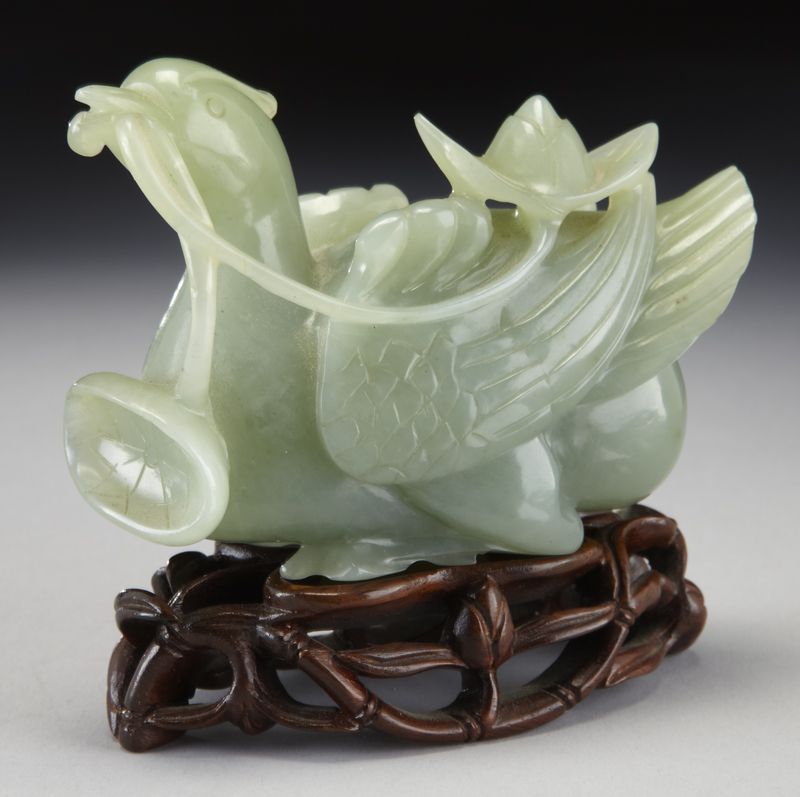 Chinese carved jade duck.3.25''H